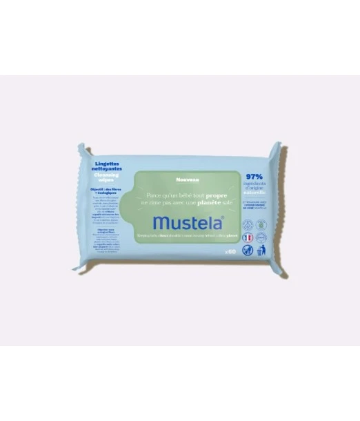 Mustela cleansing wipes with organic avocado 60 units