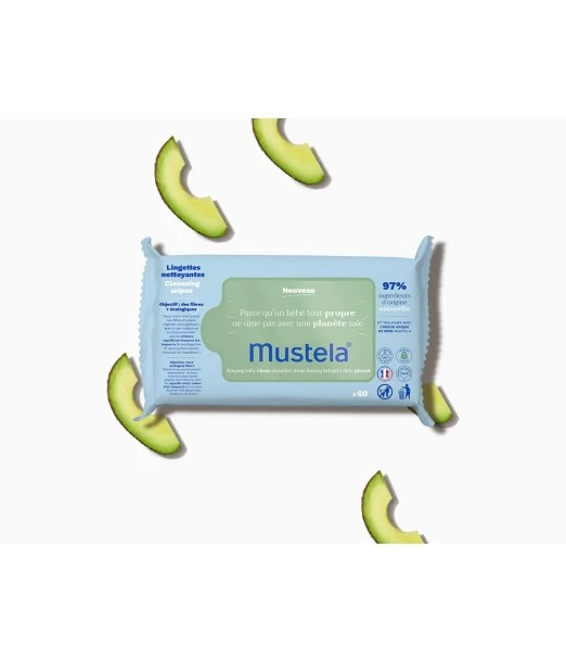 Mustela cleansing wipes with organic avocado 60 units 2