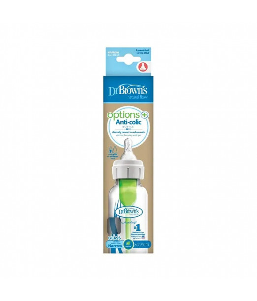Dr Brown's Biberon en verre 250ml Cole étroit au Maroc - Baby And Mom