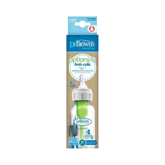 Dr Brown's Biberon en verre 250ml Cole étroit dans Biberon & Accessoires chez Baby And Mom Maroc