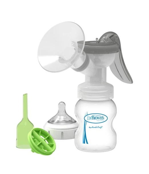 Dr Brown's manual breast pump + Cole large baby bottle 150ml + cap