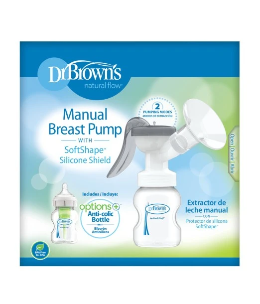 Dr Brown's manual breast pump + Cole large baby bottle 150ml + cap 2