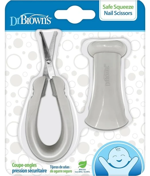 Dr Brown's Safe Squeeze nail scissors with safety case