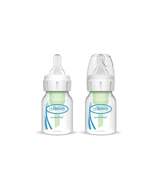 Dr Brown's Pack of 2 anti-colic narrow-neck baby bottles 60 ml with premature nipple