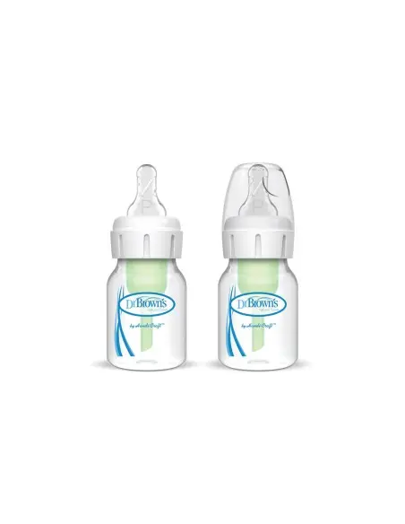Dr Brown's Pack of 2 anti-colic narrow-neck baby bottles 60 ml with premature nipple