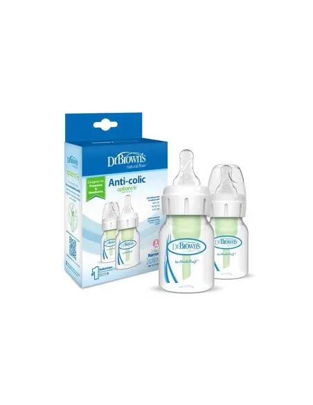 Dr Brown's Pack of 2 anti-colic narrow-neck baby bottles 60 ml with premature nipple — photo 2