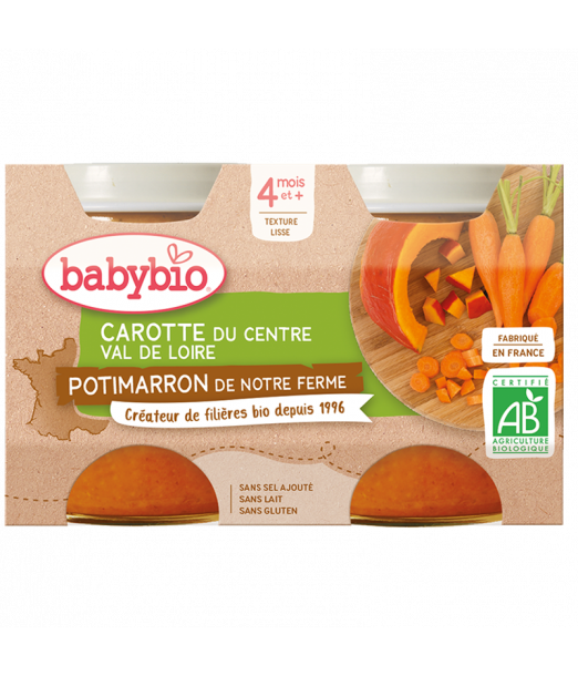 Babybio Carotte du Centre Val de Loire Potimarron 4m+ Céréales