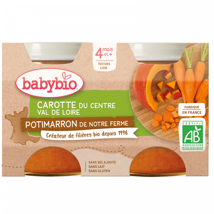 Babybio Carotte du Centre Val de Loire Potimarron 4m+ Céréales
