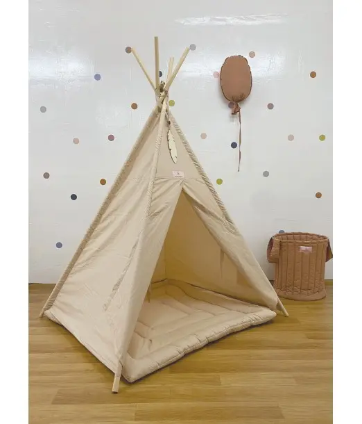 Minitribe Tente Tipi avec tapis matelassé – Beige Déco chambre