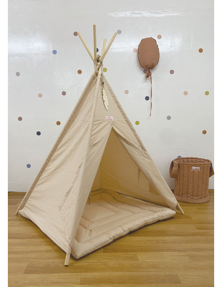 Minitribe Tente Tipi avec tapis matelassé – Beige dans Déco chambre bébé chez Baby And Mom Maroc