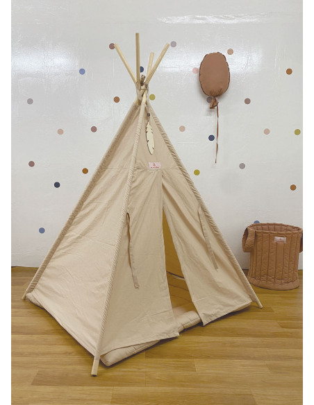 Minitribe Tente Tipi avec tapis matelassé – Beige dans Déco chambre bébé chez Baby And Mom Maroc