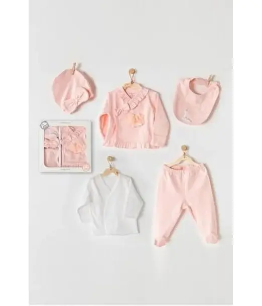 Coffret naissance 100% coton 5 pièces Flamant Rose Coffret