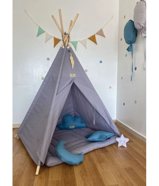 Minitribe Tipi tent with quilted mat – Grey