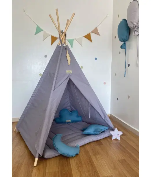 Minitribe Tente Tipi avec tapis matelassé – Gris Déco chambre