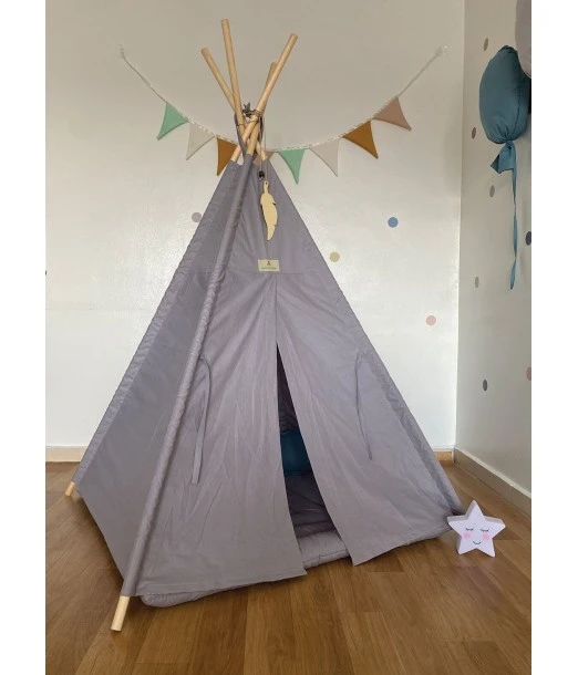 Minitribe Tipi tent with quilted mat – Grey 2