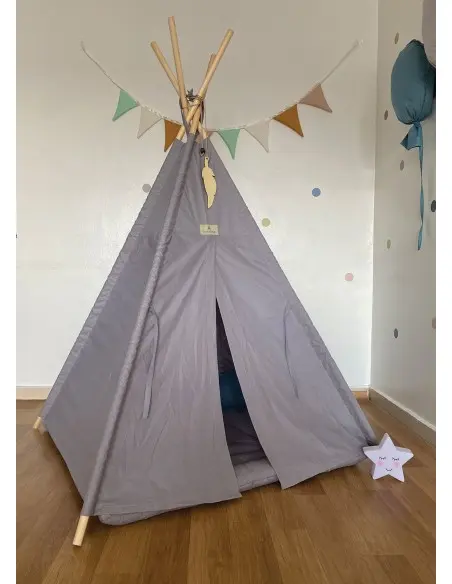 Minitribe Tente Tipi avec tapis matelassé – Gris Déco chambre