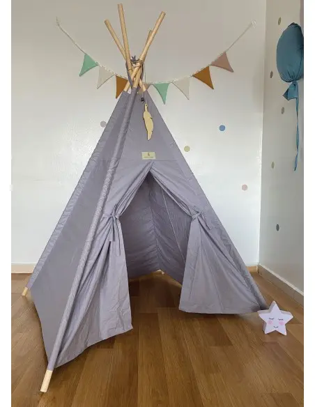 Minitribe Tente Tipi avec tapis matelassé – Gris Déco chambre