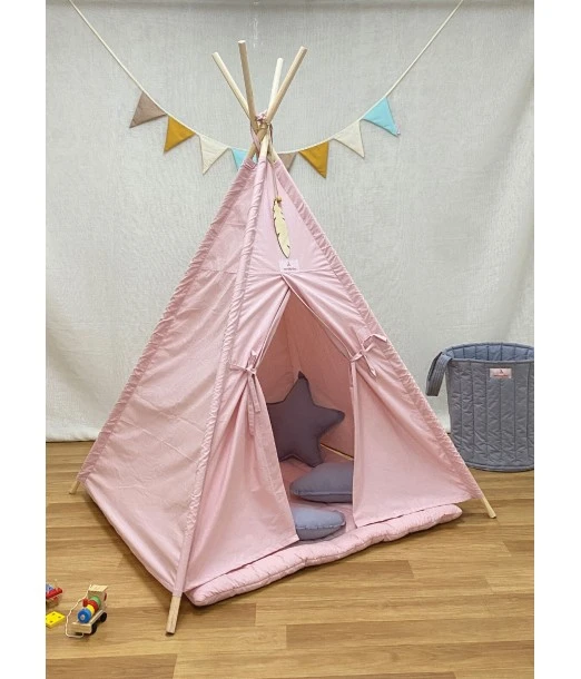 Minitribe Tipi tent with padded mat – Pink