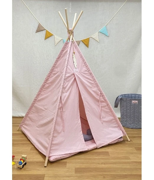 Minitribe Tipi tent with padded mat – Pink 2