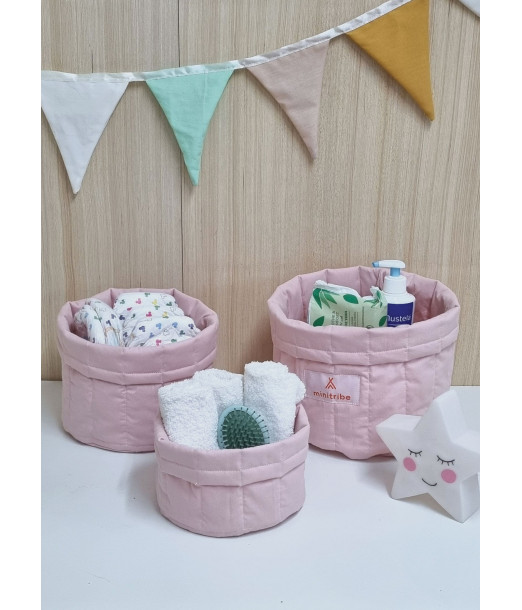 Lot de 3 Paniers gigognes Rose Minitribe au Maroc - Baby And Mom