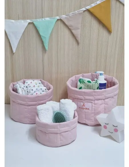 Minitribe Lot de 3 Paniers gigognes - Rose Déco chambre bébé -