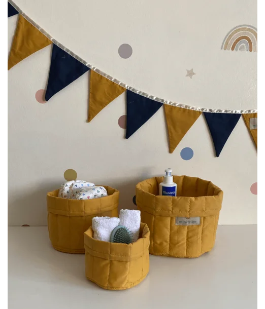 Minitribe Lot de 3 Paniers gigognes - Jaune Moutarde Déco