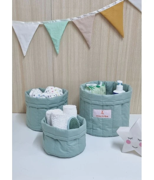 Minitribe Set of 3 nesting baskets - Pastel green