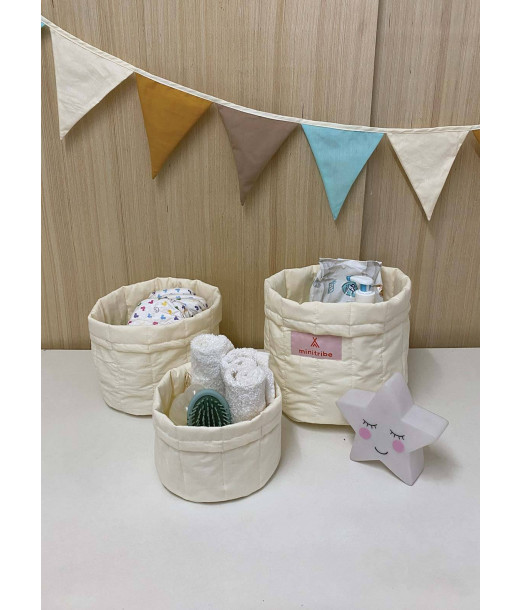 Minitribe Lot de 3 Paniers gigognes - Blanc Déco chambre bébé 