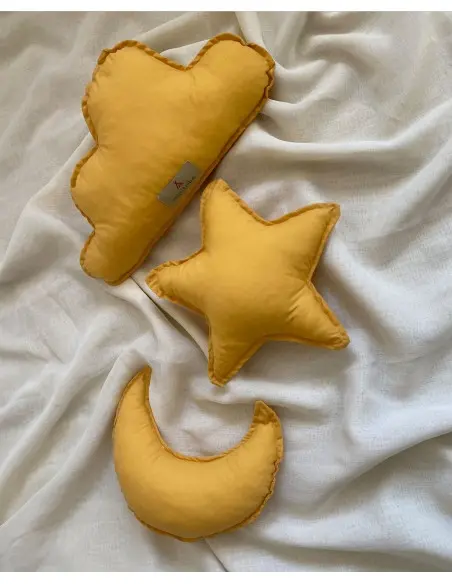 Minitribe Lot de 3 Coussins - Jaune Moutarde Déco chambre bébé 