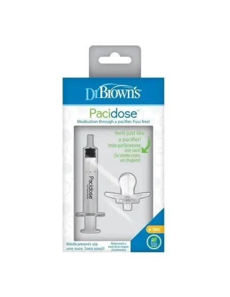 Dr Brown's Pacidose pacifier liquid medicine dispenser with oral syringe