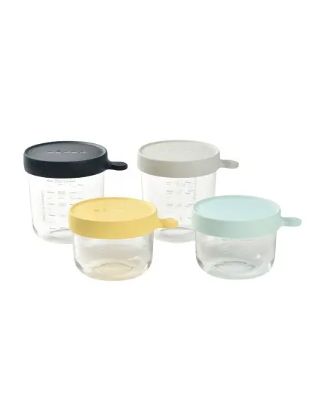 Béaba Coffret 4 Portions en Verre - Pastel Vaisselle bébé -