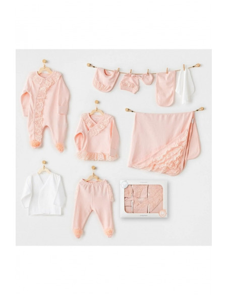 Coffret naissance 100% coton 10 pièces Corail Chic Coffret