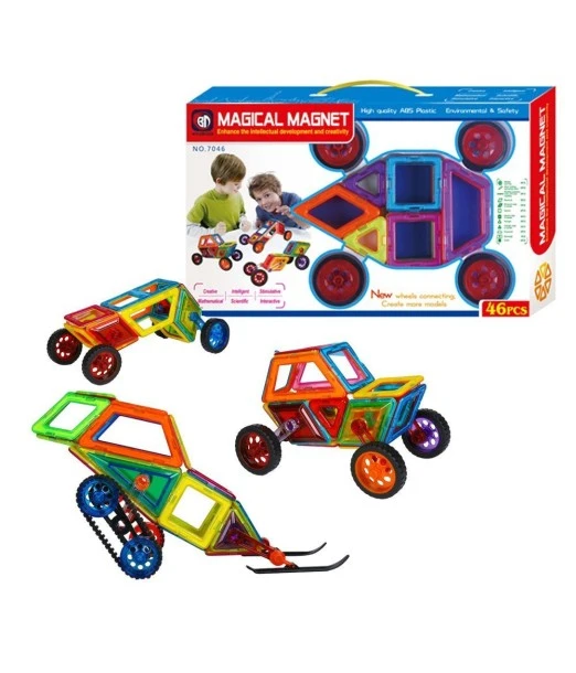Magnetic building block set - 46 construction, learning and educational pieces for children from 3 years