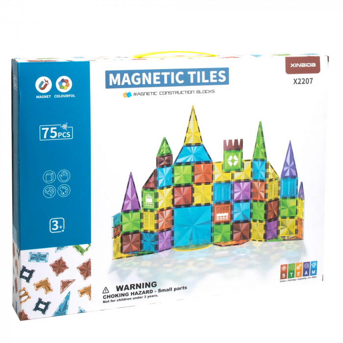 Jeu de blocs magnétiques - Tuiles - 75 pièces de construction