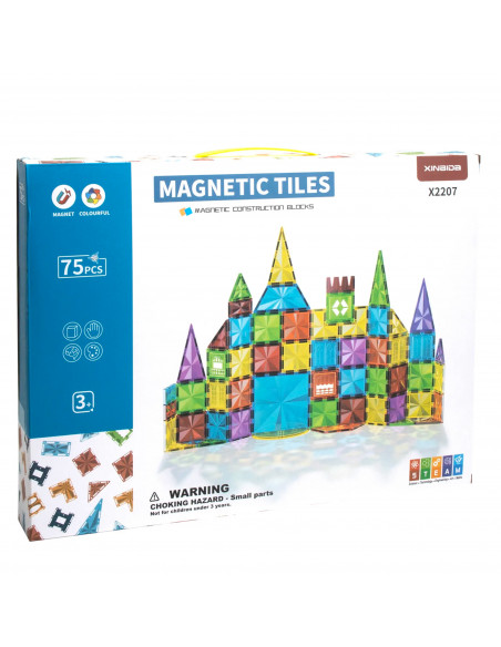 Jeu de blocs magnétiques - Tuiles - 75 pièces de construction