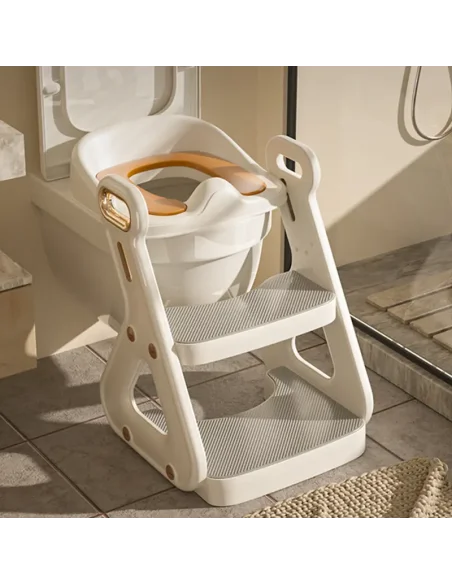 Réducteur de toilette avec Echelle et Poignée - Blanc Pot &