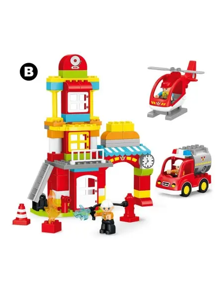 Set de blocs de construction caserne de pompiers - 92 pièces -