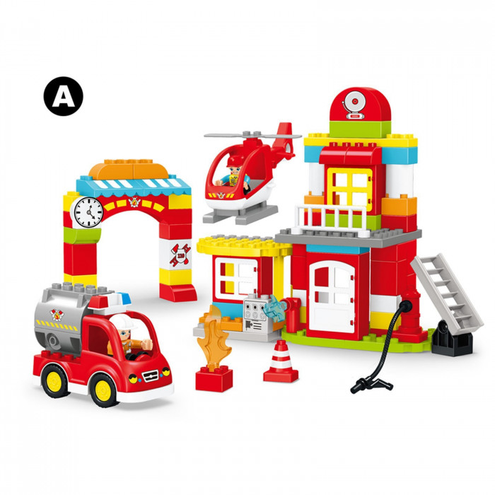 Set de blocs de construction caserne de pompiers - 92 pièces -