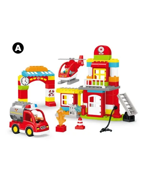 Set de blocs de construction caserne de pompiers - 92 pièces -
