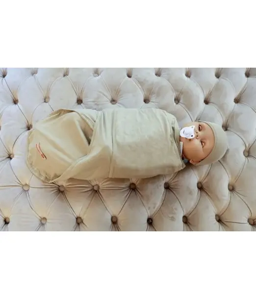 Couverture d'emmaillotage + Bonnet Beige Emmaillotage - Maroc 2