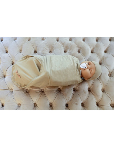 Couverture d'emmaillotage + Bonnet Beige Emmaillotage - Maroc