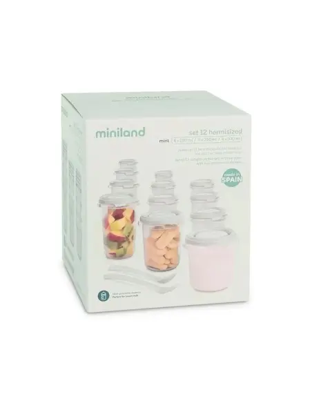 Miniland Set 12 pots de conservation Mint Vaisselle bébé -