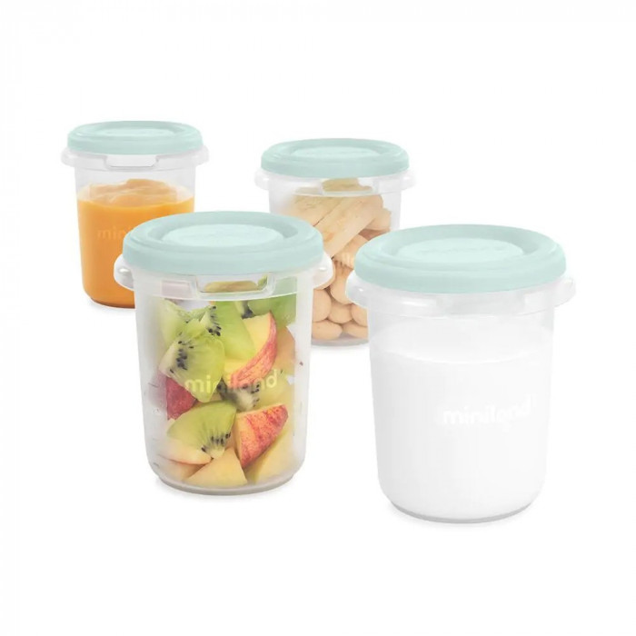 Miniland Set 4 pots de conservation Mint Vaisselle bébé -