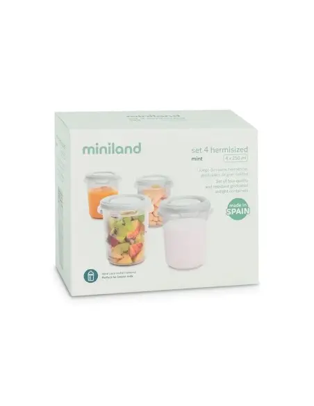 Miniland Set 4 pots de conservation Mint Vaisselle bébé -