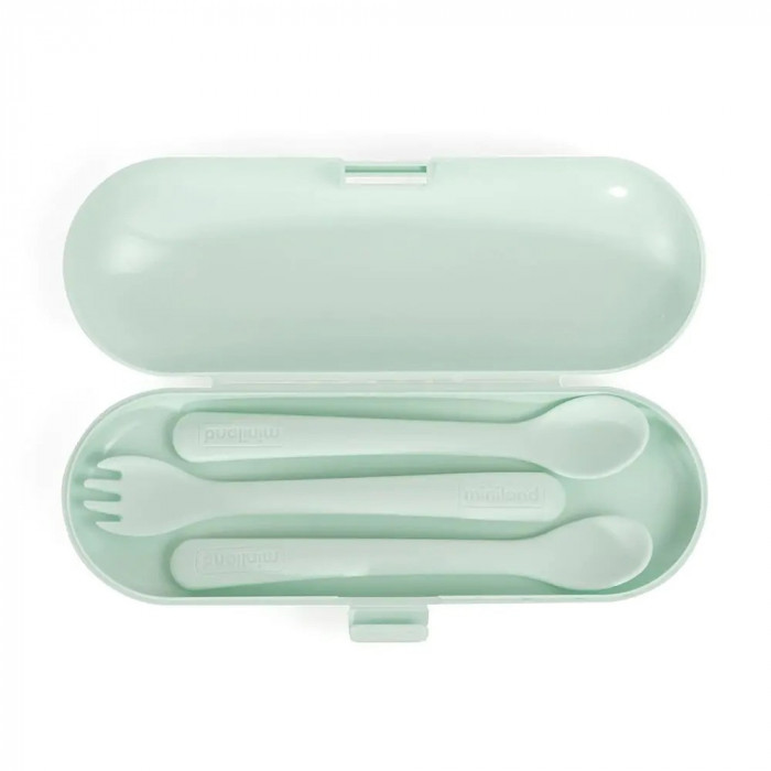 Miniland Couverts en silicone - Mint Vaisselle bébé - Miniland