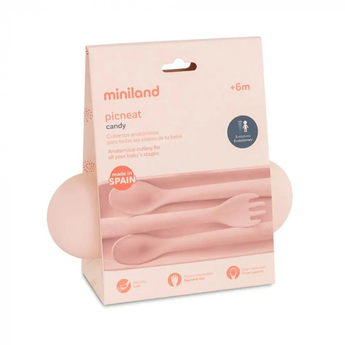 Miniland Couverts en silicone - Candy Vaisselle bébé -