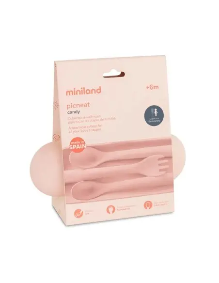 Miniland Couverts en silicone - Candy Vaisselle bébé -