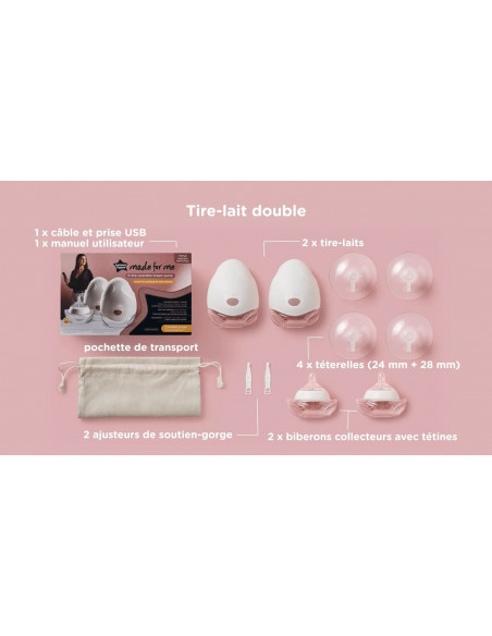 Tommee Tippee Tire-lait portable Made for Me Double + 2