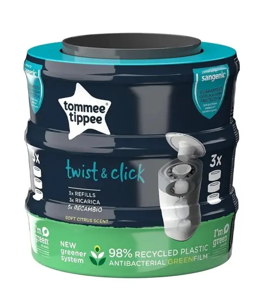 Tommee Tippee Lot de 3 recharges Twist & Click Poubelle à