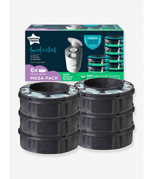 Tommee Tippee Lot de 6 recharges Twist & Click Poubelle à